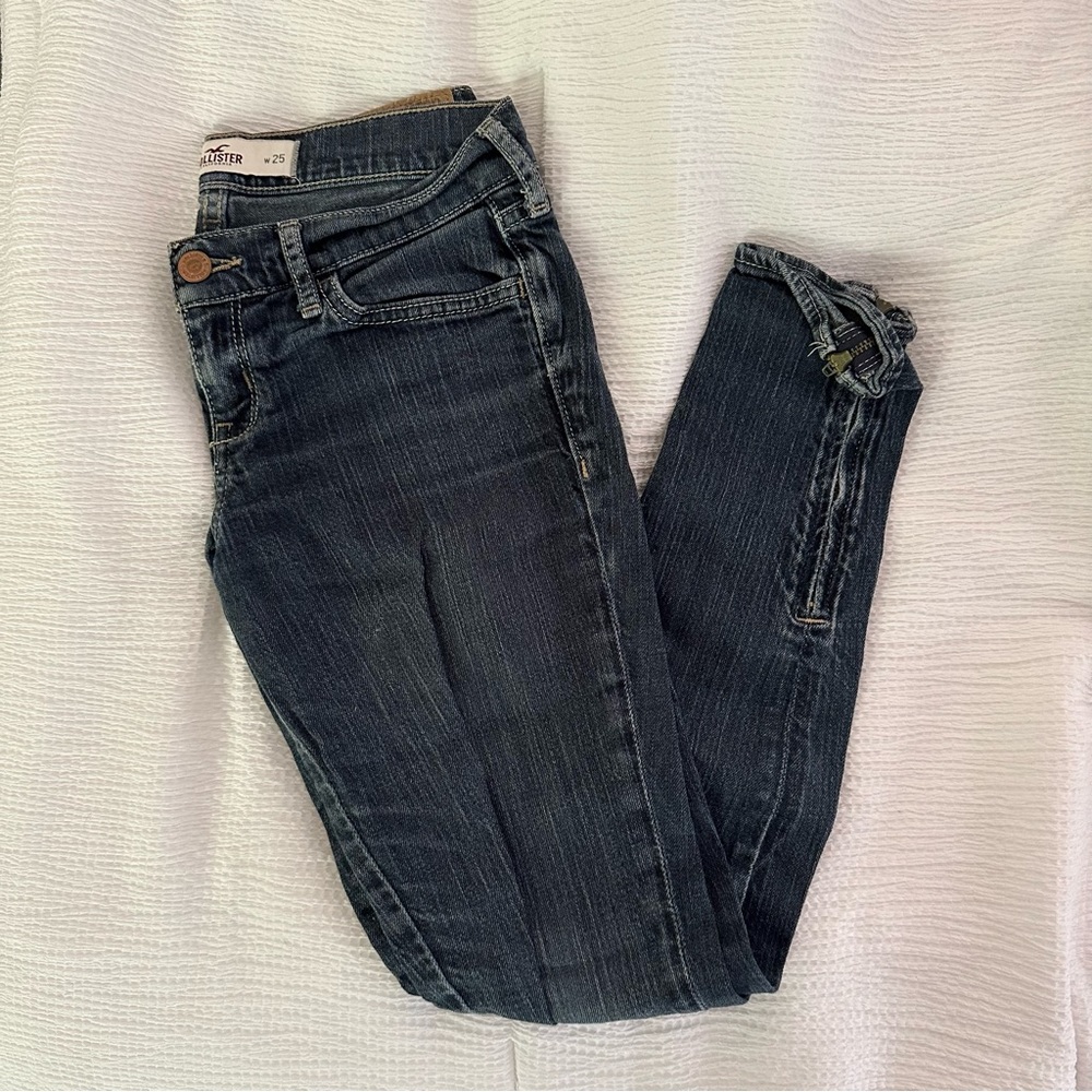 Hollister dark wash ankle zip super skinny jeans